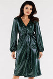 Chic Envelope Dress with Side Ties and Belt
