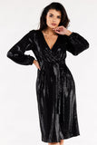 Elegant Envelope Dress with Side Ties and Belt