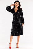 Elegant Envelope Dress with Side Ties and Belt