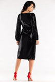 Elegant Envelope Dress with Side Ties and Belt