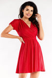 Flared Dress with Envelope Top and Creased Shoulders