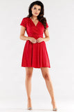 Flared Dress with Envelope Top and Creased Shoulders