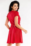 Flared Dress with Envelope Top and Creased Shoulders