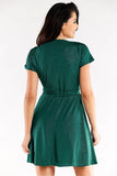 Flared Dress with Envelope Top and Short Sleeves