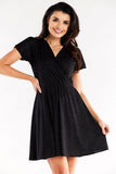 Flared Dress with Envelope Top and Decorative Shoulders