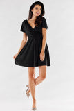 Flared Dress with Envelope Top and Decorative Shoulders