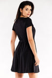 Flared Dress with Envelope Top and Decorative Shoulders