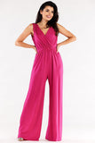 Wide-Leg Jumpsuit with Envelope Top and Elastic Waistband