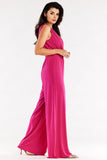 Wide-Leg Jumpsuit with Envelope Top and Elastic Waistband