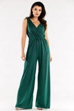 Elegant Wide-Leg Jumpsuit with Envelope Top and Elastic Waist