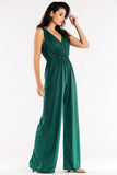 Elegant Wide-Leg Jumpsuit with Envelope Top and Elastic Waist