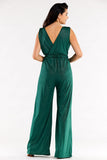 Elegant Wide-Leg Jumpsuit with Envelope Top and Elastic Waist