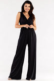 Wide-Leg Jumpsuit with Envelope Top and Elastic Waistband