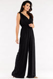 Wide-Leg Jumpsuit with Envelope Top and Elastic Waistband