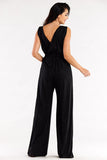 Wide-Leg Jumpsuit with Envelope Top and Elastic Waistband