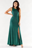 Elegant Fitted Gown with Front Slits and Back Zipper