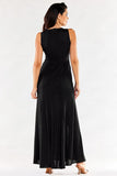 Elegant Fitted Gown with Front Slits and Zipper Closure
