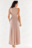 Elegant Fitted Gown with Front Slits and Zipper Back