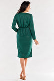 Elegant Envelope Dress with Adjustable Waist and Long Sleeves