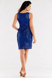 Elegant V-Neck Fitted Dress with Darts and Zipper Back