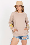 Embroidered Long Sleeve Women's Sweatshirt with Pocket
