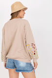 Embroidered Long Sleeve Women's Sweatshirt with Pocket