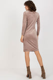 Elegant Long Sleeve Velour Dress with Stand-Up Collar