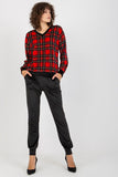 Ladies' Checkered Velour Blouse & Black Pants Set