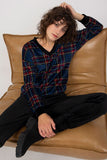 Ladies' Checkered Velour Blouse and Pants Set