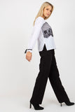 Lace-Trimmed Long Sleeve Formal Blouse