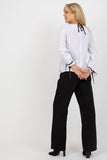 Lace-Trimmed Long Sleeve Formal Blouse