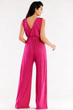 Wide-Leg Jumpsuit with Envelope Top and Elastic Waistband