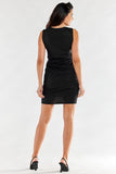 Fitted Short Dress with Left Side Sash Detail