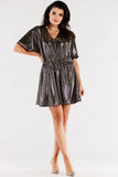 Flared Sweetheart Neckline Short Sleeve Dress