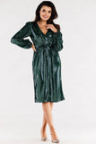 Chic Envelope Dress with Side Ties and Belt