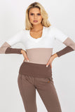 Classic V-Neck Long Sleeve Ribbed Women's Blouse