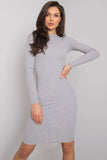 Elegant Pencil Cut Dress with Long Sleeves and Round Neckline