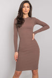 Elegant Pencil Cut Dress with Long Sleeves and Round Neckline