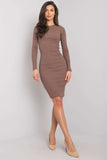 Elegant Pencil Cut Dress with Long Sleeves and Round Neckline