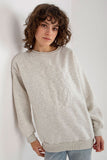 Embroidered Long Sleeve Ladies' Blouse with Round Neckline