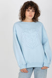 Embroidered Long Sleeve Ladies' Blouse with Round Neckline