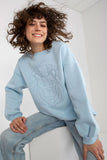 Embroidered Long Sleeve Ladies' Blouse with Round Neckline