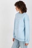Embroidered Long Sleeve Ladies' Blouse with Round Neckline