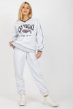 Heart Neckline Sweatshirt Set with Tie-Waist Pants
