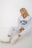 Heart Neckline Sweatshirt Set with Tie-Waist Pants