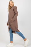 Zippered Extended Cut Hoodie with Side Pockets