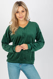Cozy Women's Velour Long Sleeve Heart Neck Sweatshirt