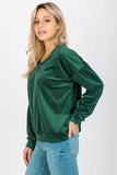 Cozy Women's Velour Long Sleeve Heart Neck Sweatshirt