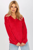 Women's Heart Neckline Long Sleeve Velour Sweatshirt