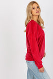 Women's Heart Neckline Long Sleeve Velour Sweatshirt